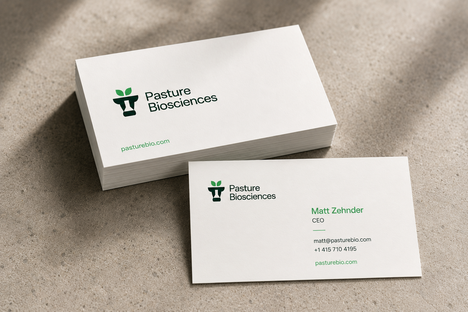Pasture Biosciences business cards.