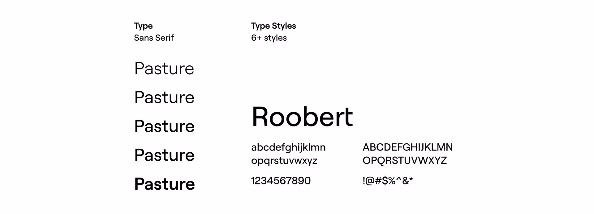 Pasture Biosciences typography, set in Roobert.